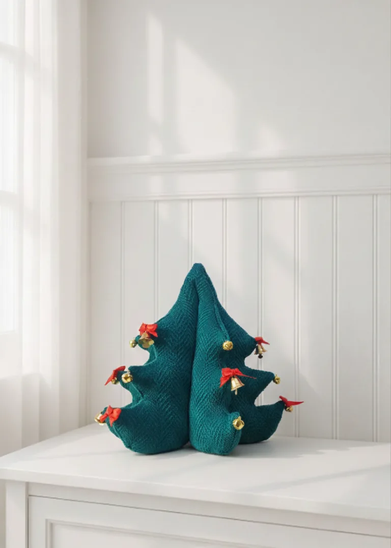 Árbol de Navidad de tela hecho con una camiseta reciclada