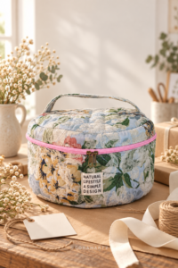 padded round need with jacuard printing